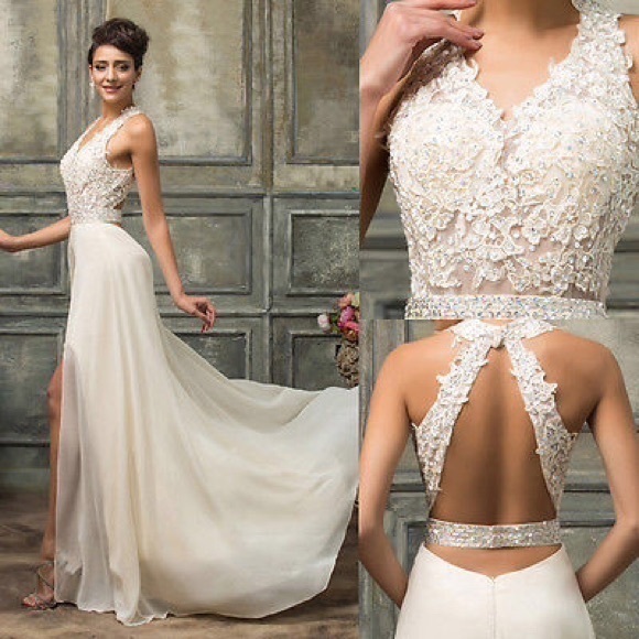Grace Karin Dresses & Skirts - RESTOCKED🎉 POPULAR CHIFFON OPEN BACK WEDDING GOWN